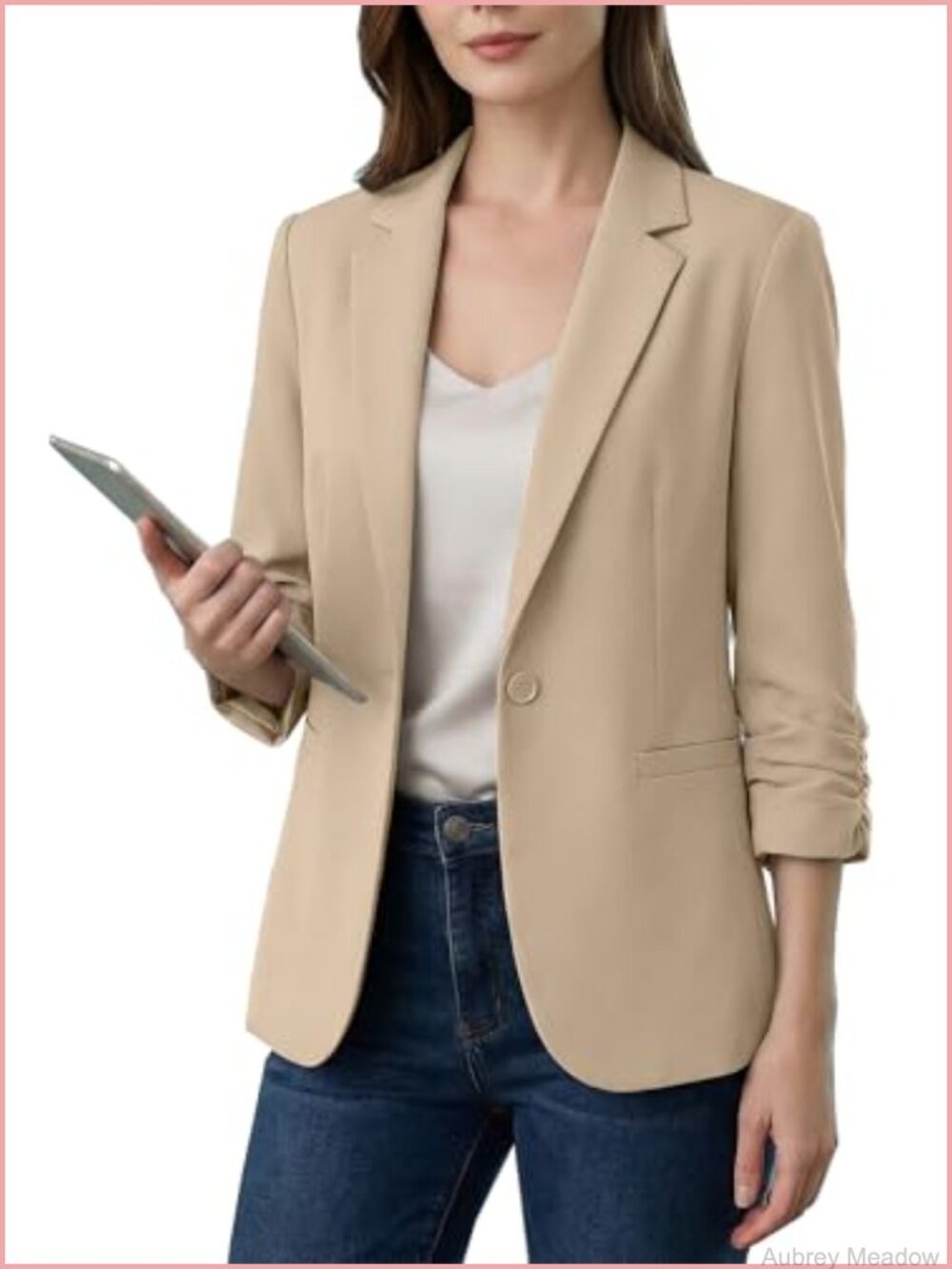 3/4 Sleeve Lightweight Blazer for Women - Business Casual Work Jacket